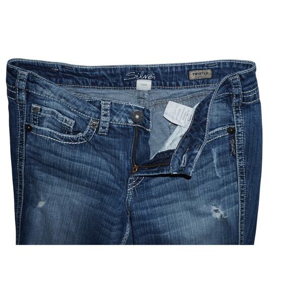 Silver Jeans Co. Twisted Bootcut Distressed Denim Jeans Women’s Size 12 / L33 - Picture 6 of 8